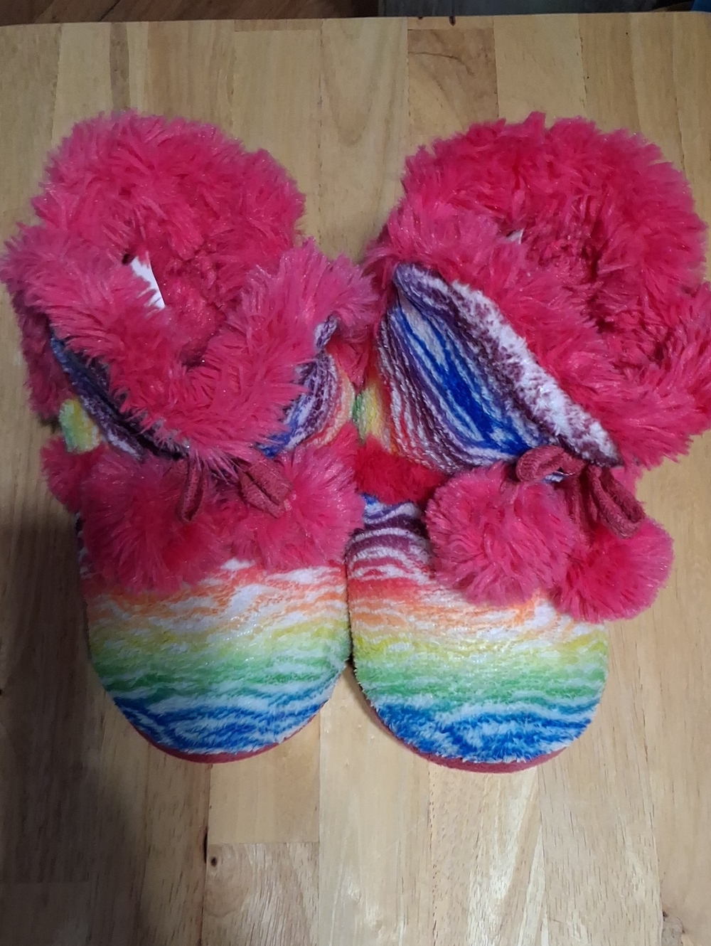 Airwalk Boot Slippers Fleece Rainbow Colors